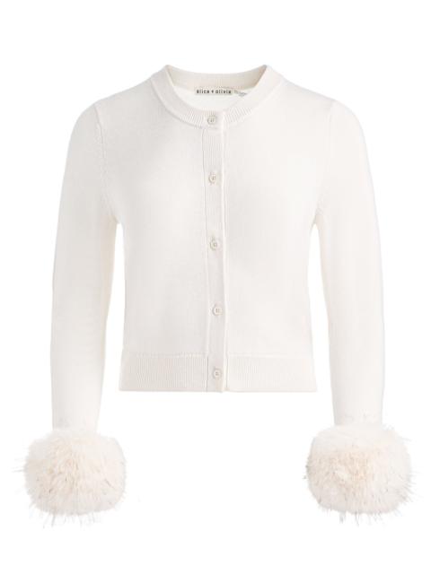 Alice + Olivia DOLLIE FAUX FUR CUFF CARDIGAN