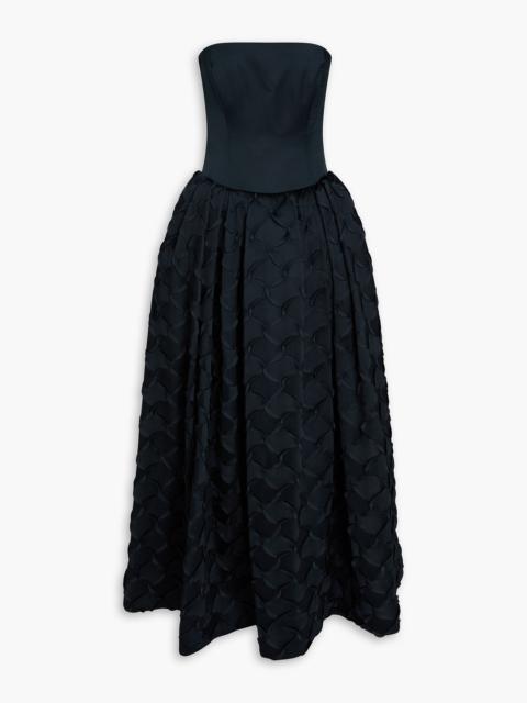 SIMKHAI Azriel strapless plissé-satin gown