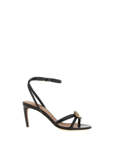 Dolce & Gabbana Dolce&Gabbana Devotion Black Leather 75mm Heel Sandals New &
