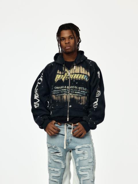 RRR123 RADICAL PAPER ROSE ZIP HOODIE (MECHANIC BLACK)