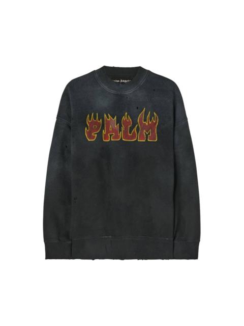 Palm Angels Palm Angels Logo Flames Vintage Crew 'Black/Red'