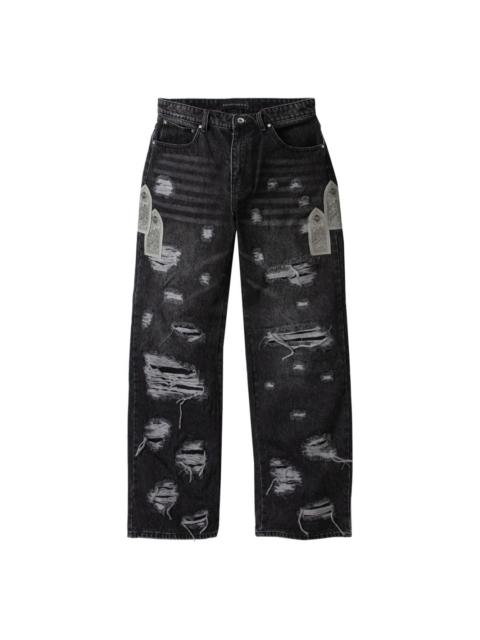 distressed wide-leg jeans