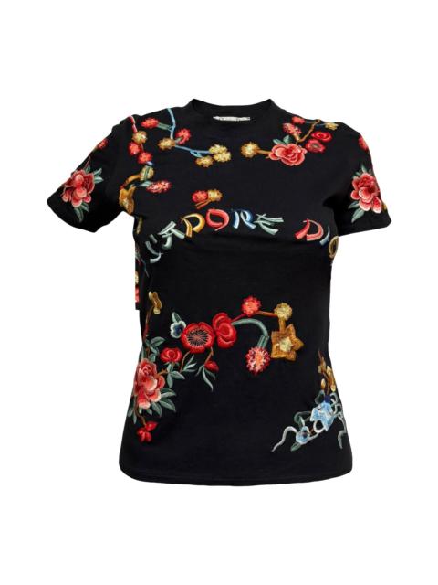 Dior CHRISTIAN DIOR 2001 Oriental Koi Fish Embroidered Sequin Floral T-Shirt