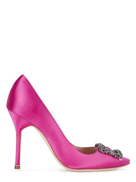 Manolo Blahnik Hangisi 105 fuchsia silk satin pumps