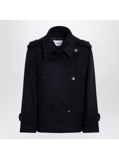 Max Mara Blue Double-Breasted Wool Coat Women