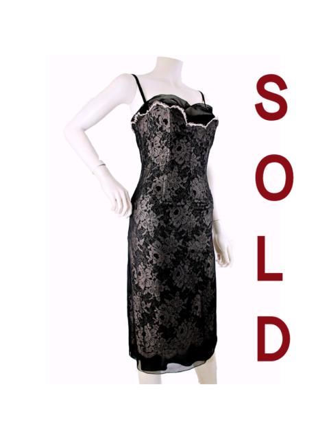 DOLCE & GABBANA Crystal Lace After Five Designer Dress 44