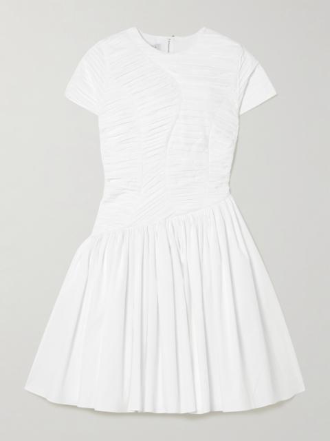 ABADIA Paloma Gathered Cotton-blend Poplin Mini Dress