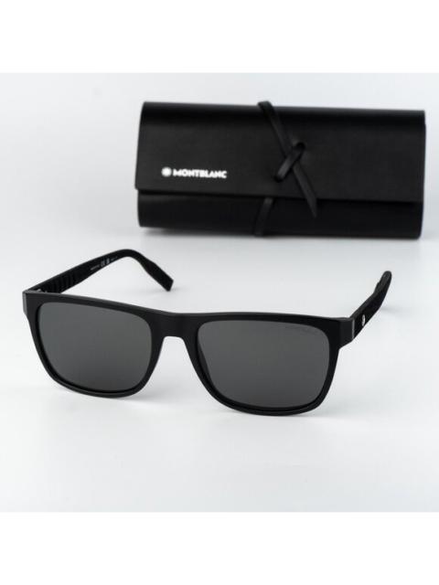 Montblanc Montblanc Men Sunglasses Matte Black Grey Rectangle MB0209S 004 NEW AUTHENTIC