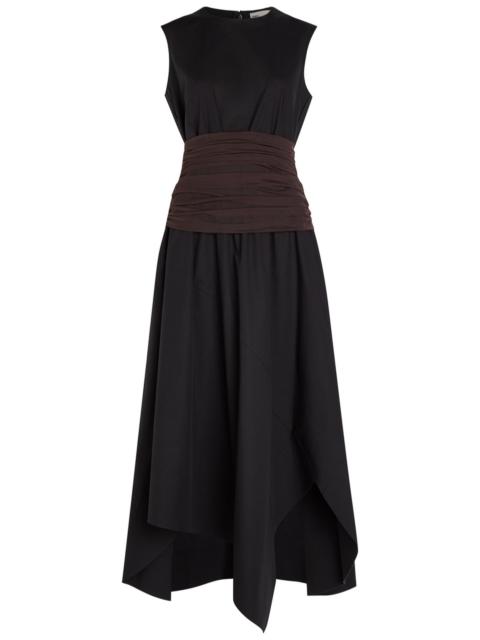 TORY BURCH Tory Burch Asymmetric Stretch-cotton Poplin Midi Dress