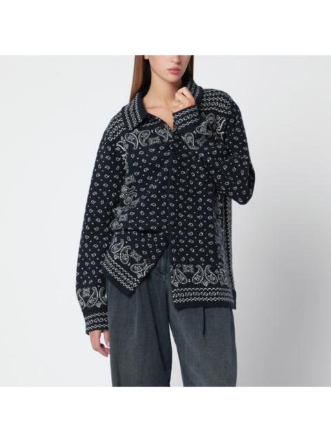 GUEST IN RESIDENCE Guest In Residence Midnight Blue Wild Rag Shirt-Style Cardigan In Cashmere Women