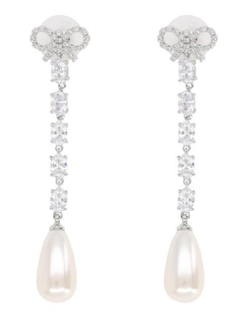 self-portrait BOW PEARL DROPLET EARRINGS