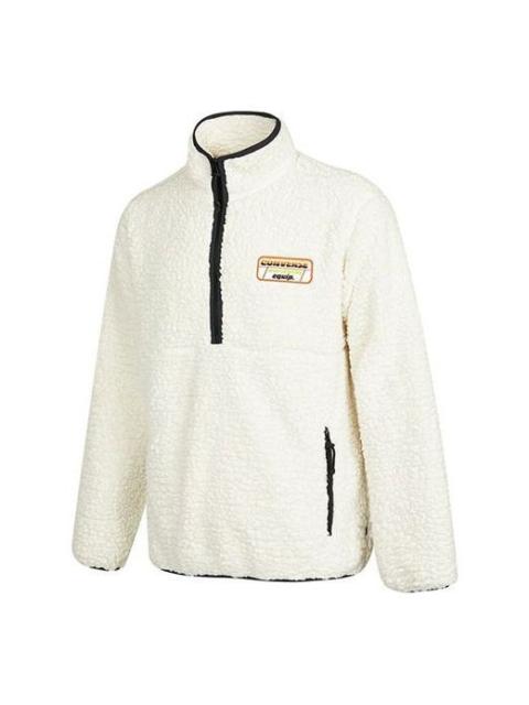 Converse Men's Converse Logo Half Zipper lamb's wool Stand Collar Jacket Creamy White 10023063-A03