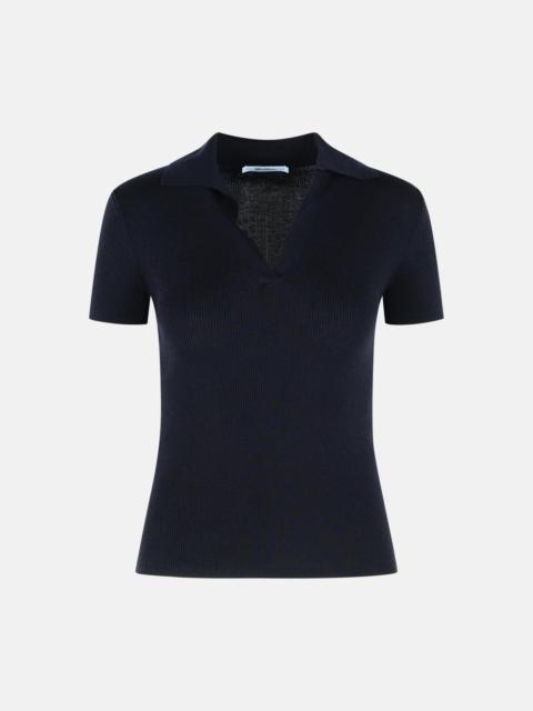 Max Mara 'ALBERO' DARK BLUE VIRGIN WOOL POLO SHIRT