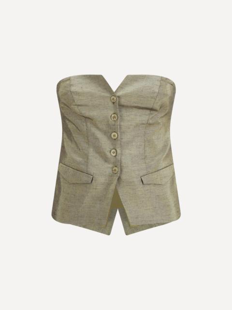 forte_forte Lurex Linen Bustier Top with front button closure