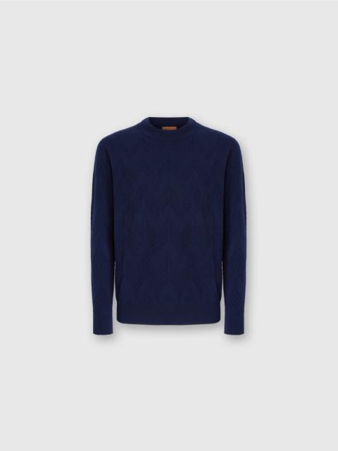 Missoni Crew neck sweater in pure cashmere with chevron pattern