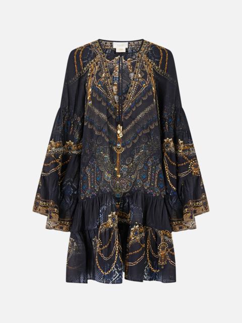 CAMILLA A-LINE GATHERED PANEL DRESS