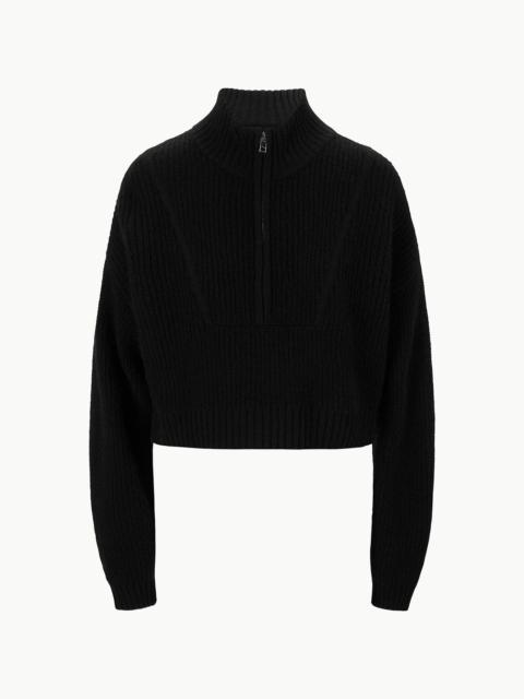STAUD STAUD CASHMERE CROPPED HAMPTON SWEATER BLACK