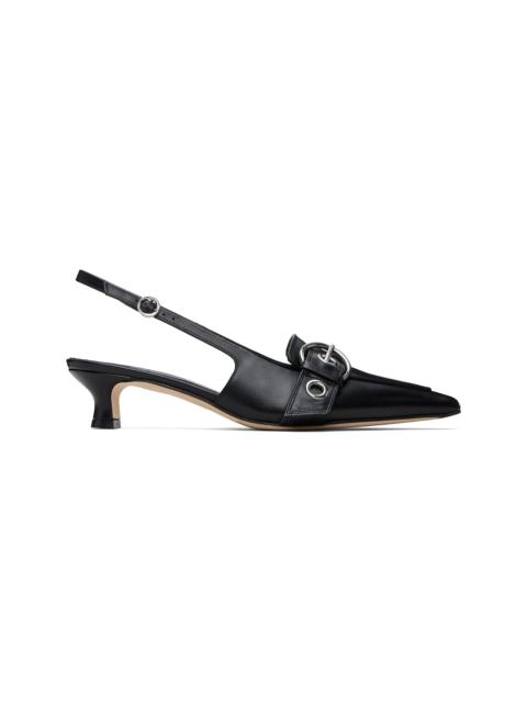 Aeyde Black Davina Eyelet Slingback Heels