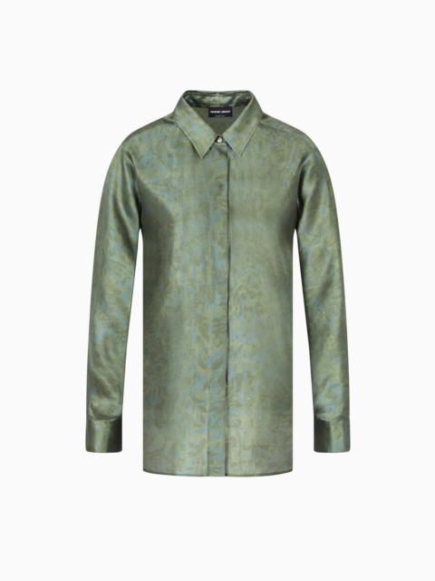 GIORGIO ARMANI SHIRT IN PRINTED SILK SHANTUNG