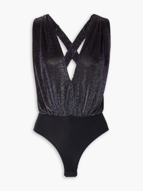Other Designers Draped metallic stretch-jersey bodysuit