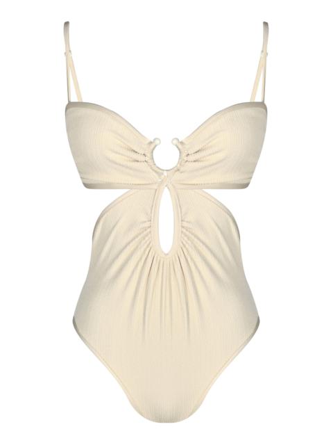 Johanna Ortiz Sunny Days Cutout One-Piece Swimsuit off-white