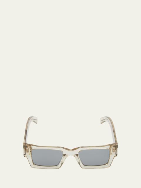 SAINT LAURENT Men's Rectangle Acetate Sunglasses with Logo