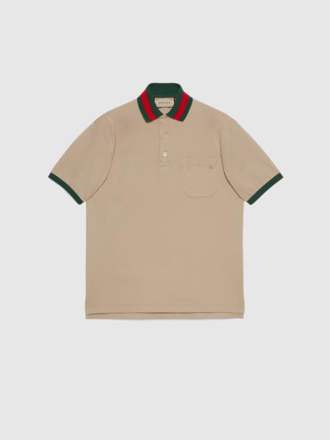 GUCCI Cotton piquet polo with Web collar