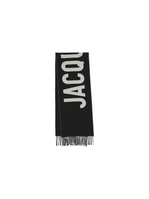 JACQUEMUS FRINGE LOGO SCARF (BLACK)
