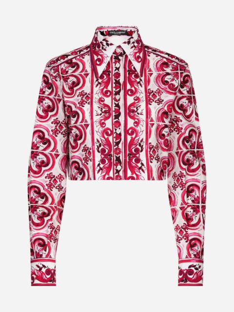 Dolce & Gabbana Cropped Majolica Print Poplin Shirt