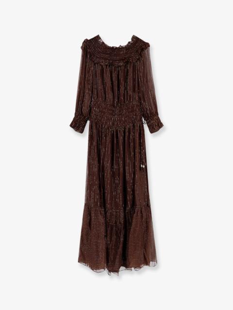 self-portrait Self Portrait Georgette Long Dress With Lurex Detail