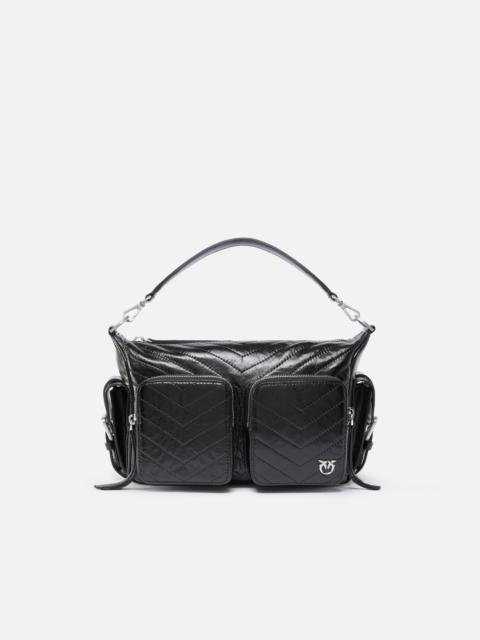 PINKO MEDIUM LEATHER CARGO BAG WITH POCKETS