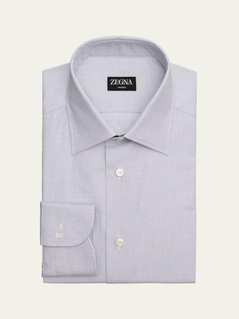 ZEGNA Men's Trofeo Cotton Nano Check Dress Shirt