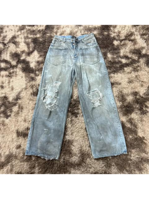 BALENCIAGA Balenciaga 23SS distressed mud-wash denim baggy jeans 