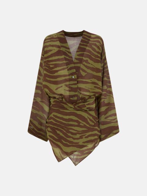 THE ATTICO DARK GREEN AND DARK BROWN MINI DRESS