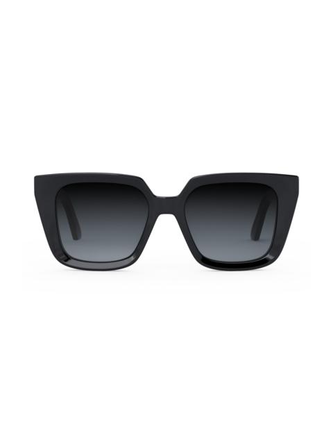 'DiorMidnight S1I 53mm Square Sunglasses in Shiny Black /Gradient Smoke at Nordstrom