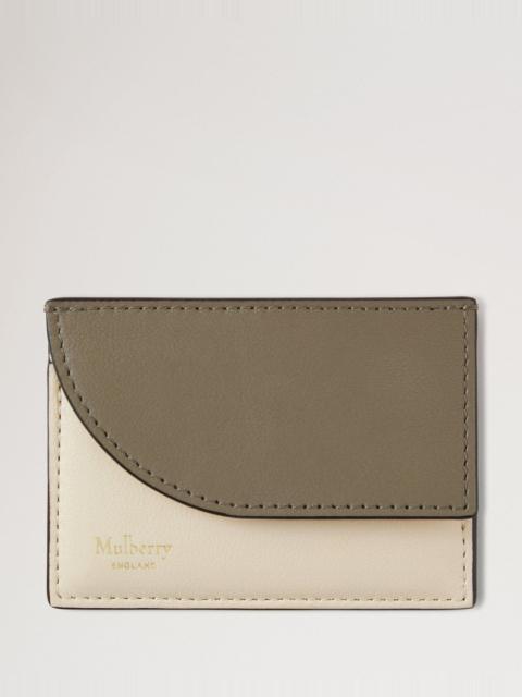 Mulberry Compact Cardholder Eggshell & Linen Green Micro Classic Grain