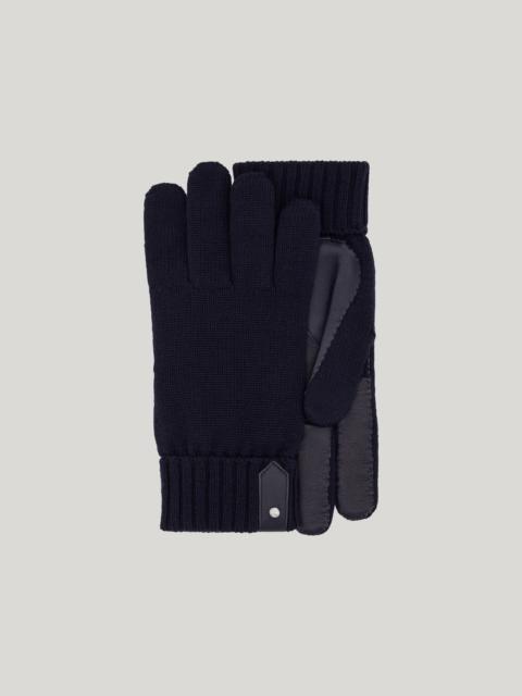 Canali BLUE WOOL AND SHEEPSKIN GLOVES