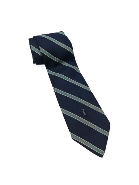 SAINT LAURENT Yves Saint Laurent Vintage Navy Blue Stipe Silk Tie Men's
