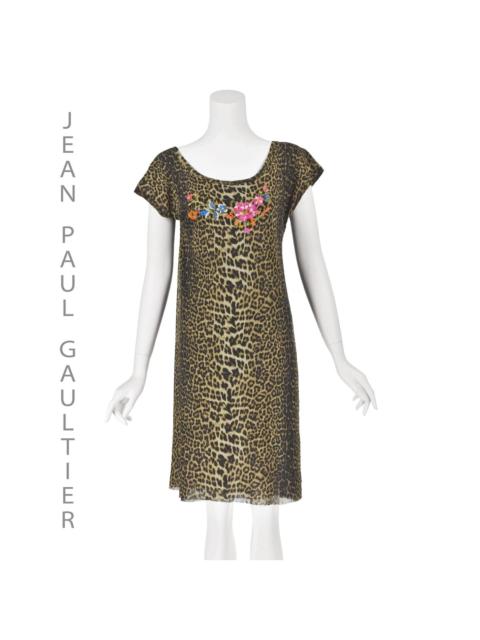 Jean Paul Gaultier JPG SOLIEL Leopard Print Mesh Mini Dress 