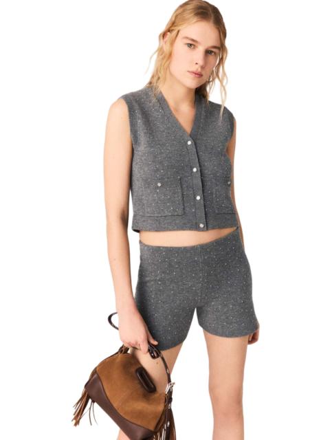 maje maje Rhinestone knit top in Grey at Nordstrom