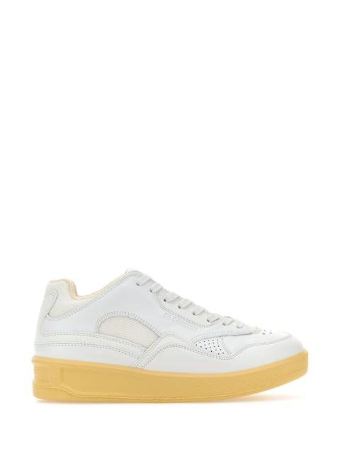 Jil Sander White leather and fabric sneakers
