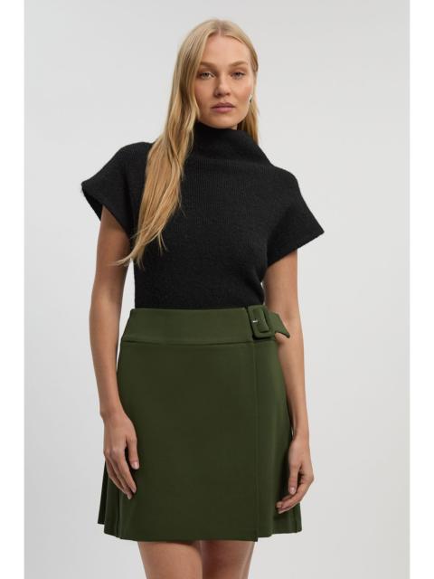 KAREN MILLEN Ponte Pleat Wrap Mini Skirt