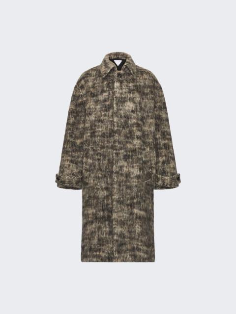 Bottega Veneta Brushed Melange Wool Coat Beige And Black