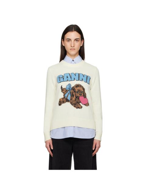 GANNI Off-White Puppy Wool Jumper Sweater