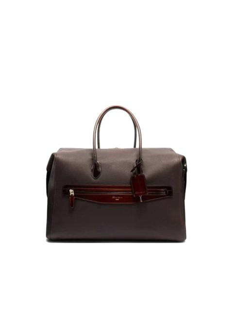 Santoni leather top-handle travel bag