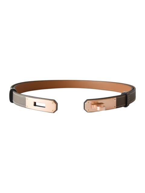Hermès Hermes Kelly 18 Belt Epsom Calfskin Belt Rose Gold Hardware Etoupe