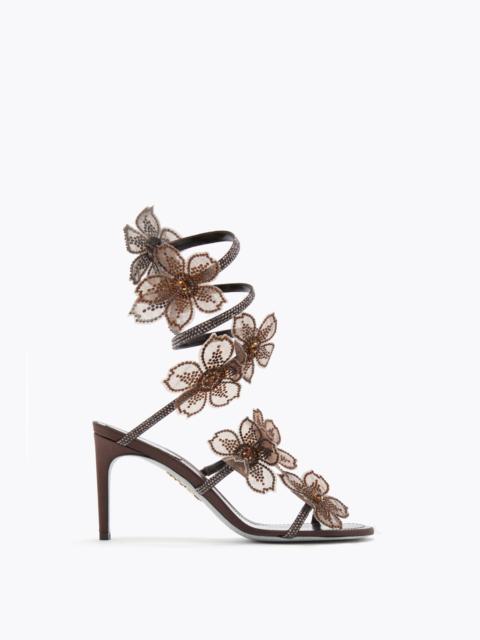 RENE CAOVILLA PEACH FLOWER CHOCOLATE SANDAL 80