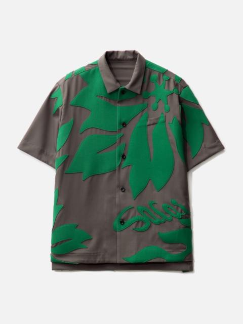 sacai FLORAL EMBROIDERED PATCH SUITING SHIRT