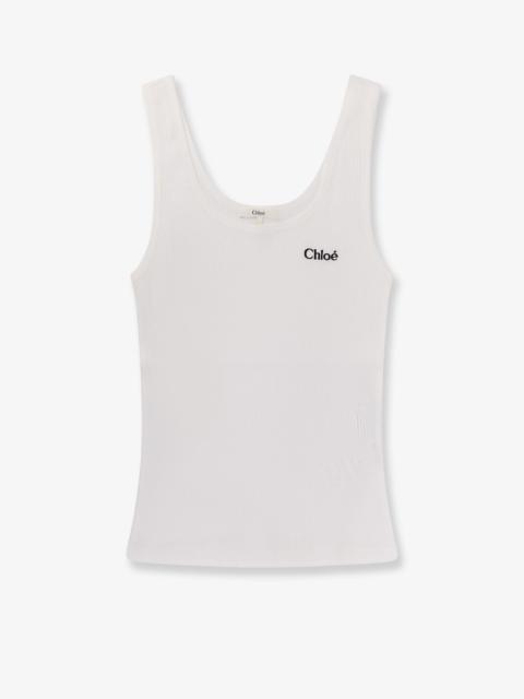 Chloé Chloe Ribbed Cotton Tank Top White