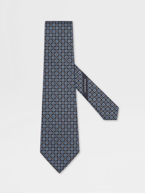 ZEGNA LIGHT BLUE CINQUE PIEGHE SILK TIE